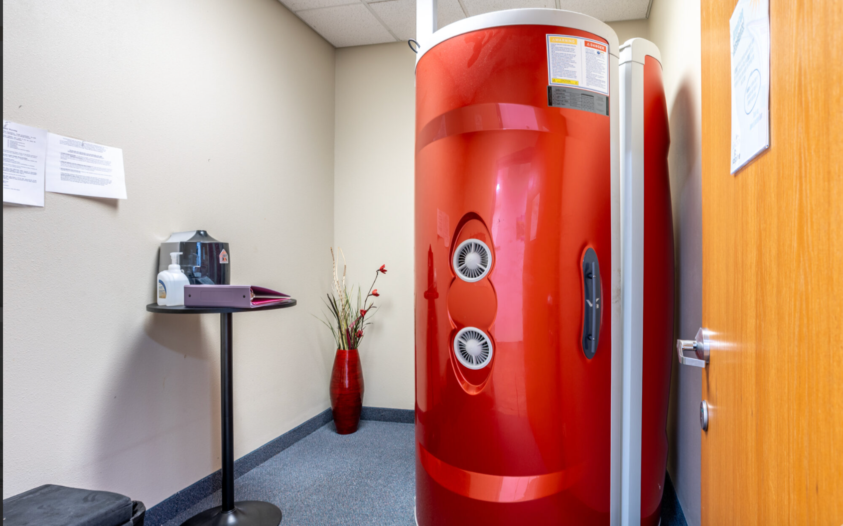 Onsite stand up tanning bed.