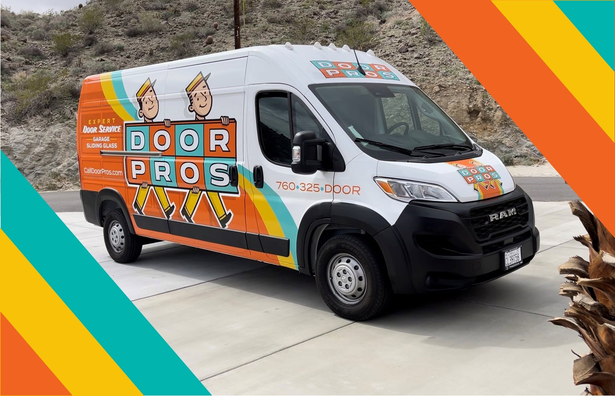 Door Pros van sitting in a client's driveway