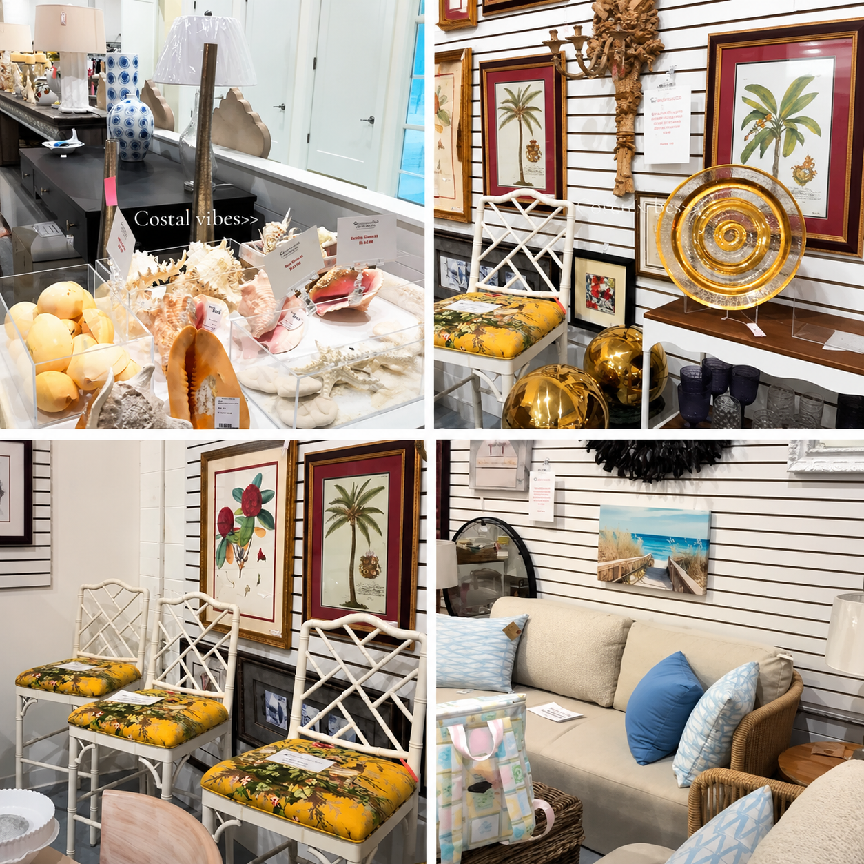 Explore the ever-changing home décor showroom at True Fashionistas Designer Resales, featuring designer furniture, coastal accents, framed artwork, decorative accessories, and unique home furnishings. New one-of-a-kind pieces arrive regularly, making every visit an opportunity to discover fresh inspiration for your home.