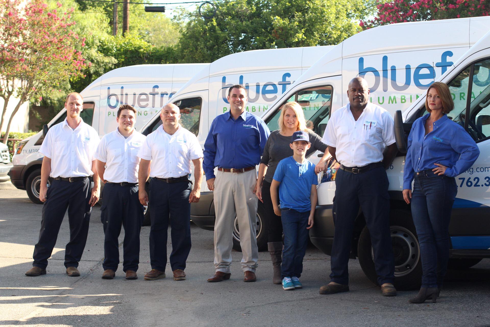 Some of the amazing team at bluefrog Plumbing + Drain of San Antonio ready for any of your plumber needs in the San Antonio, TX area.