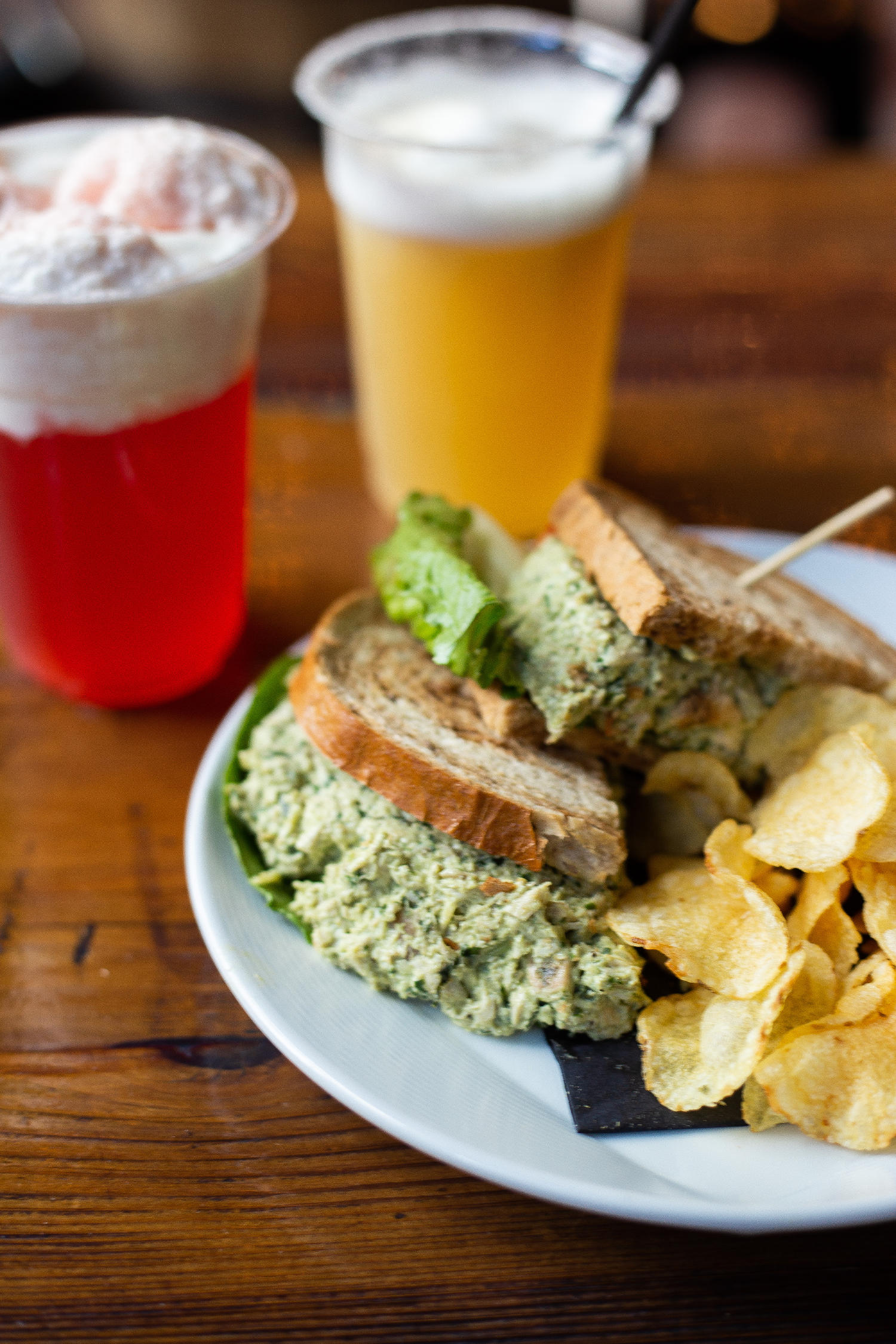 Auntie Aaron's Chicken Salad Sandwich and Beer Floats!