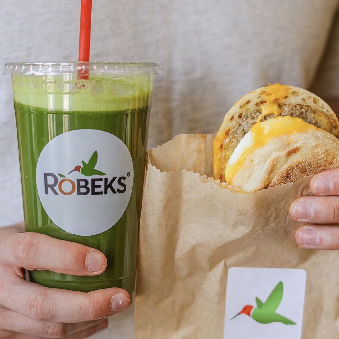 What compliments a fresh Evergreen juice? An Impossible Breakfast sandwich!