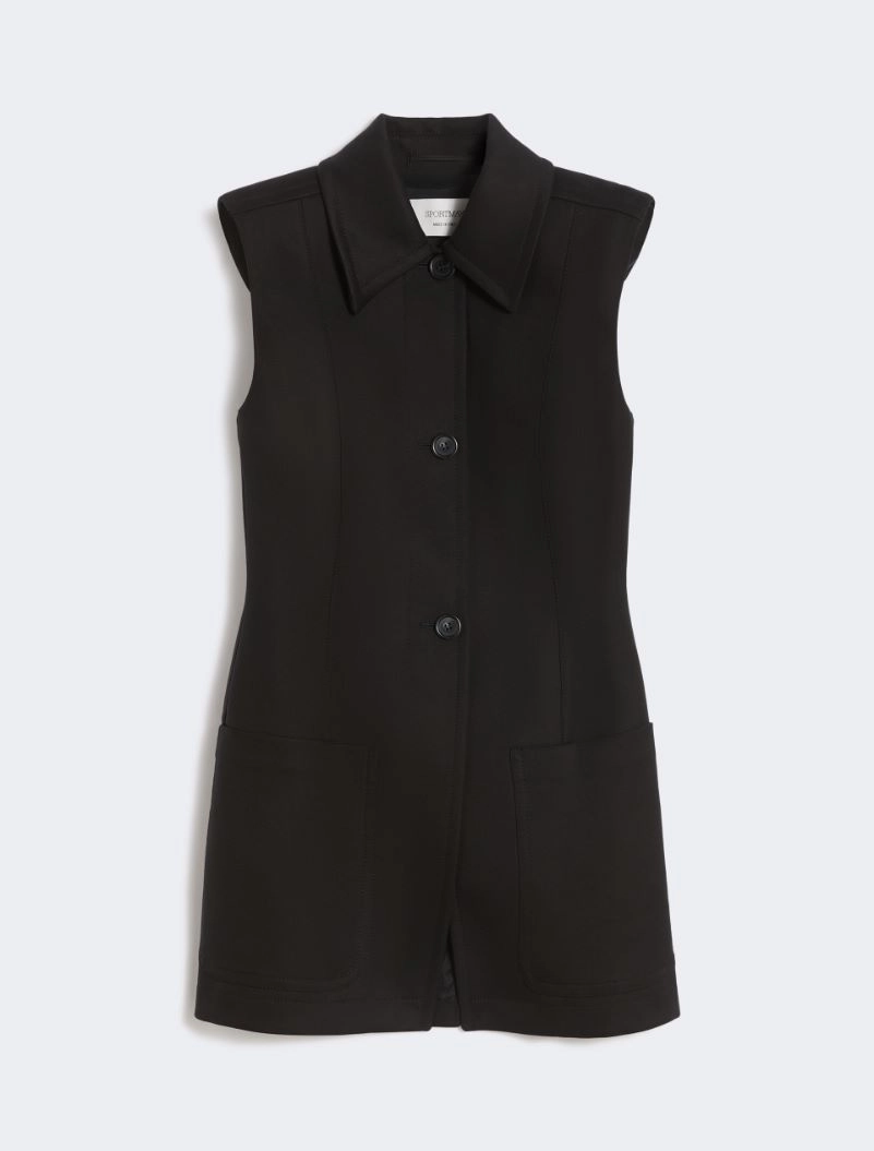 Sleeveless fitted gabardine blazer