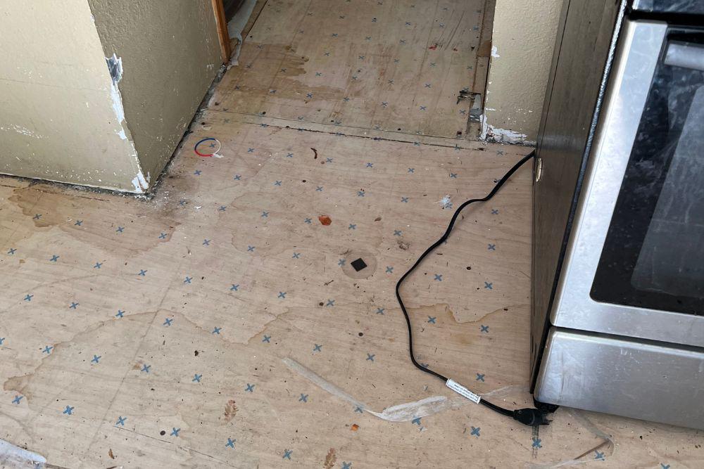 Pictured here is Minneapolis water damage in a kitchen.