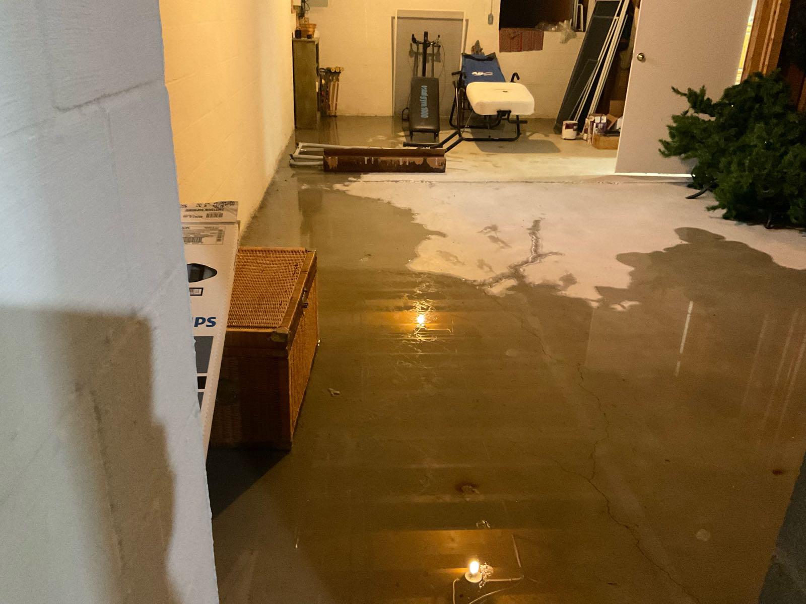 Flooded basement in Akron, Ohio.