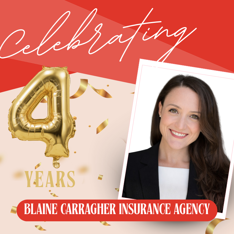 Celebrating 4 amazing years of Blaine Carragher Insurance Agency! From day one to year four, it&rsquo;s been all about building relationships, protecting what matters most, and showing up for our community every step of the way. Here&rsquo;s to the clients who trust us, the team that makes it all happen, and many more milestones ahead!