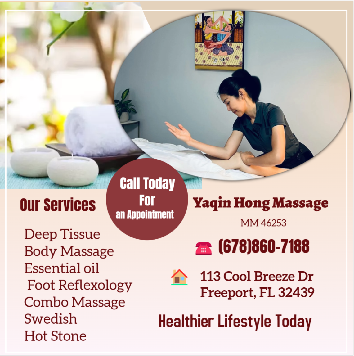 Massage techniques are commonly applied with hands, fingers,
elbows, knees, forearms, feet, or a device.
The purpose of massage is generally for the treatment of
body stress or pain.
