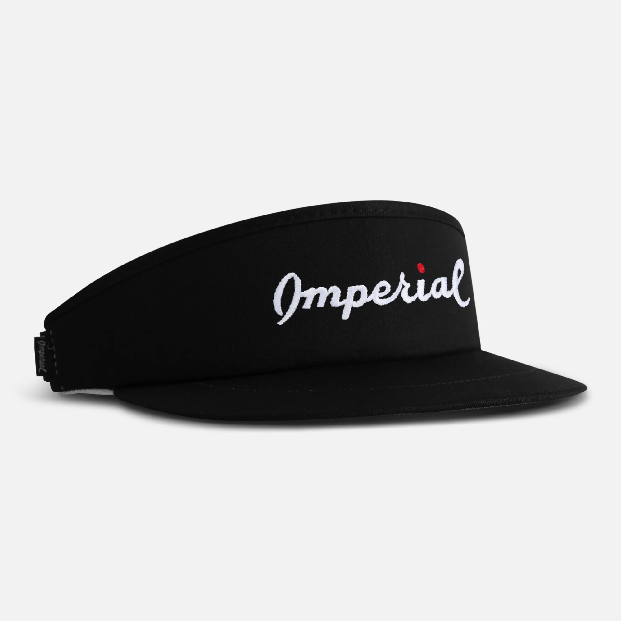 The Imperial Tour Visor&reg; in black with the Imperial script logo. High-crown front panel, unstructured, with the woven Imperial label at the side.