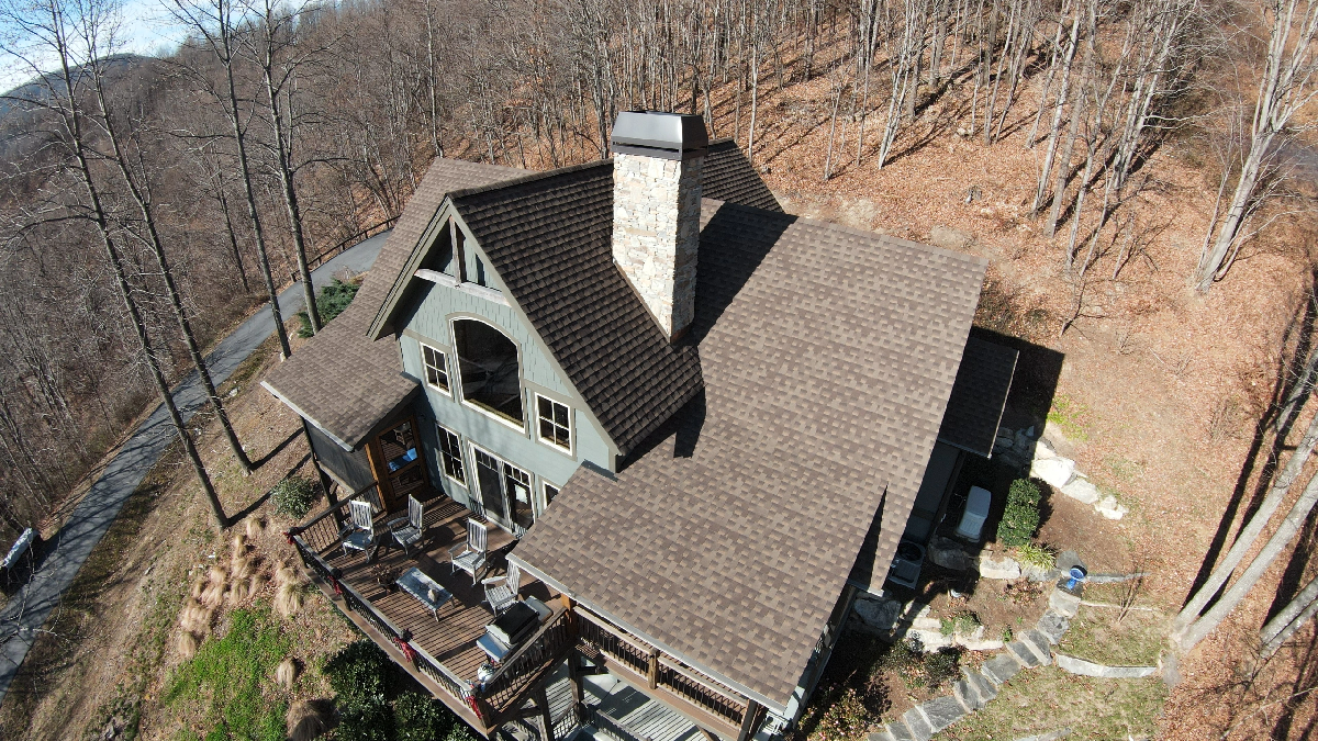 Architectural shingle roof replacement by Drew Renovation in Asheville