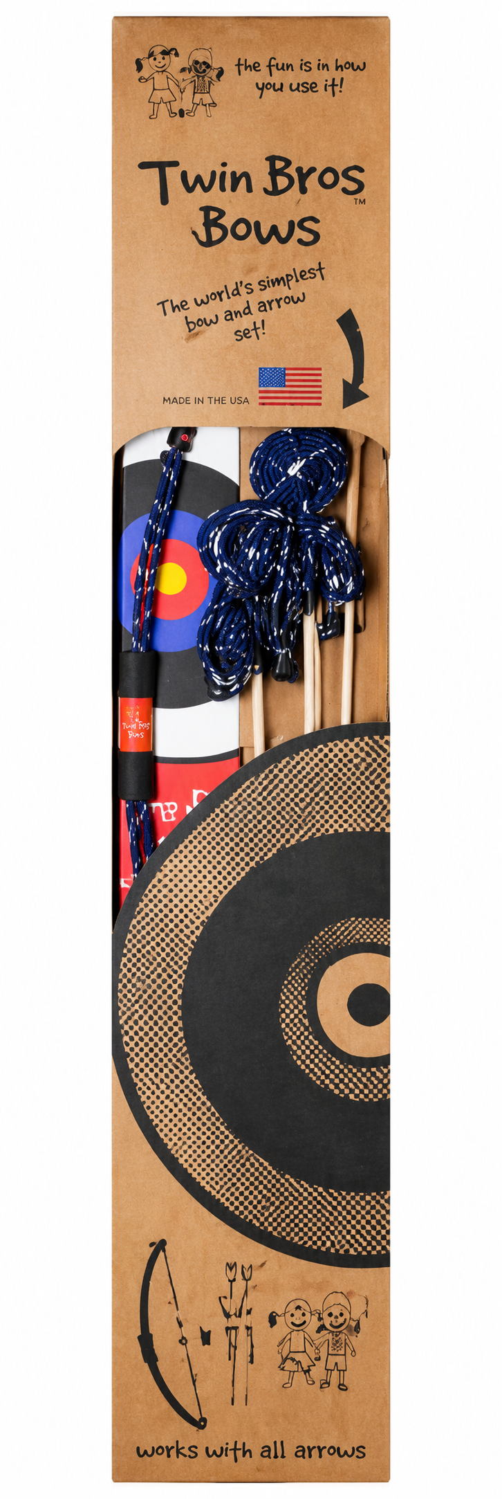 Explore the Two Bros Bows Galaxy Bow and Arrow Box Set at Rukus and Glee. Made in the USA and third-party tested, this kid-invented bow and arrow set encourages active outdoor play while helping develop hand-eye coordination, dexterity, and confidence. A fun choice for imaginative adventures and family play.