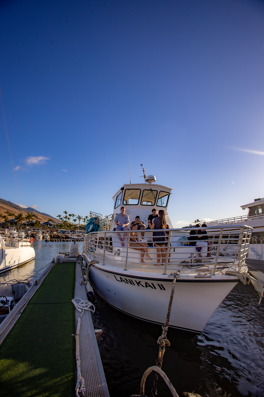 Maui Snorkeling boat docked at Maalaea Harbor in Maui