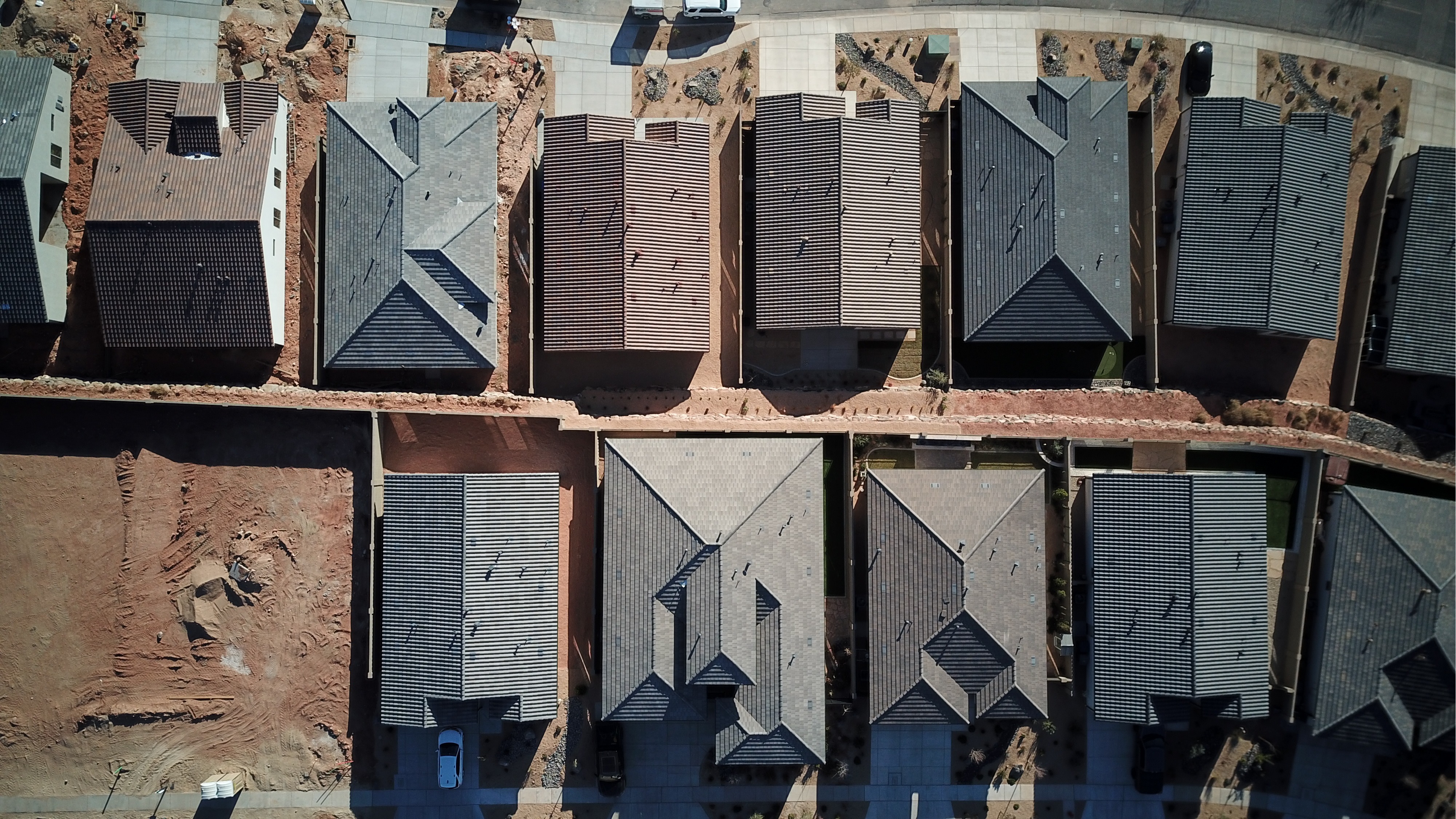 Aerial view of completed residential roofing projects by R1 Roofing & Exteriors – Arizona