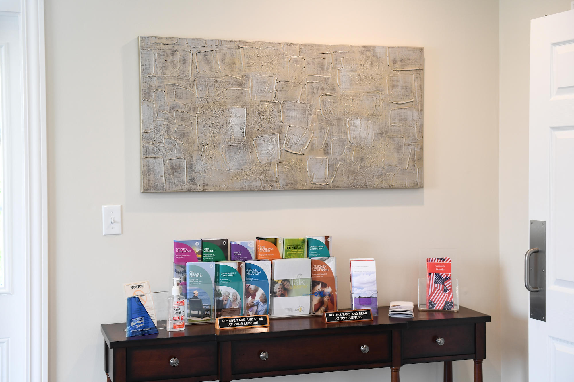 Our funeral home features art that makes it a comfortable space.