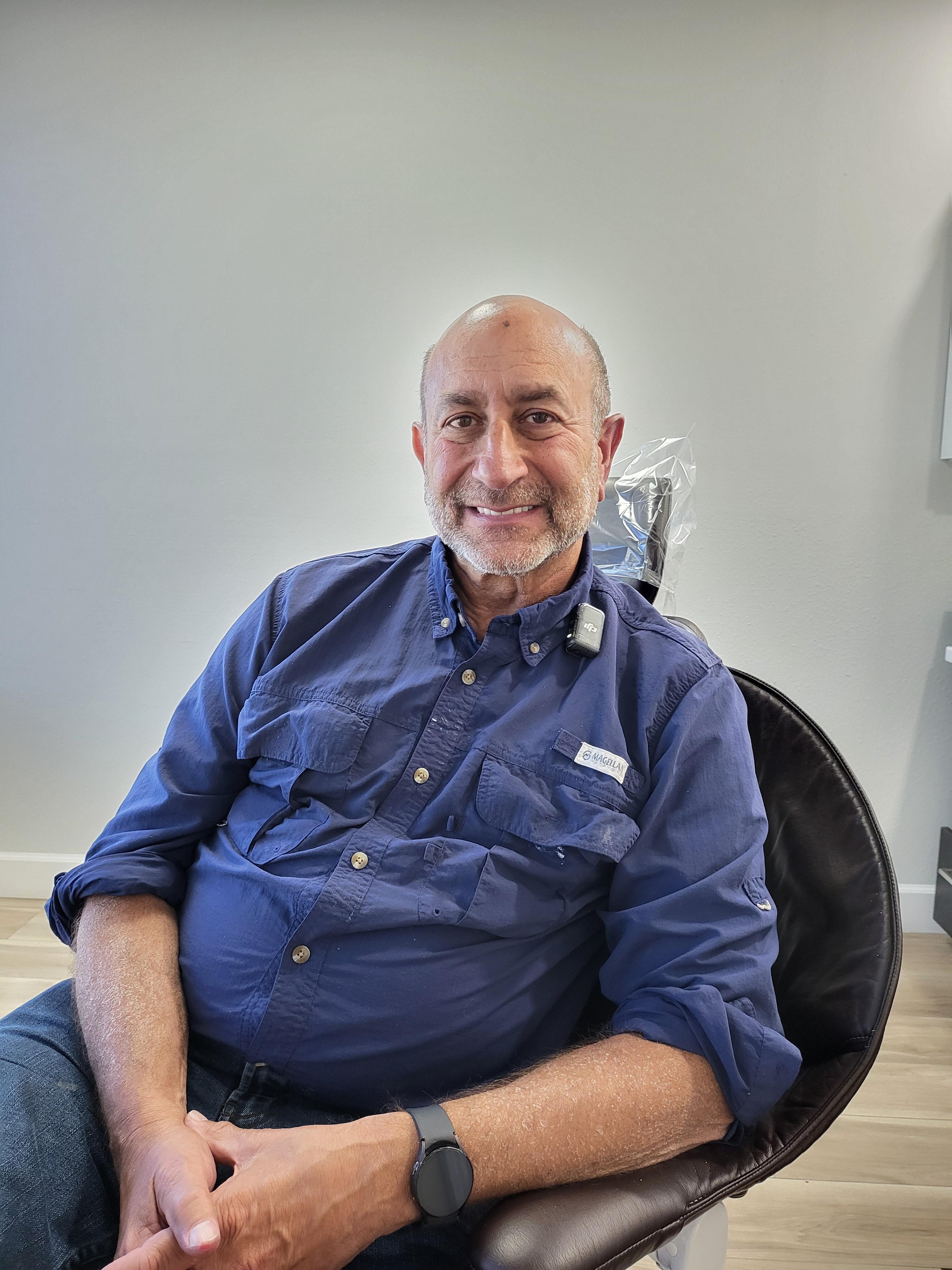 The next photograph series shifts focus to Dr. Steve Spivack, the practice’s previous owner, who traveled from Dallas to Agave NE to receive dental treatment. This image serves as a testament to the enduring connections within the dental community.