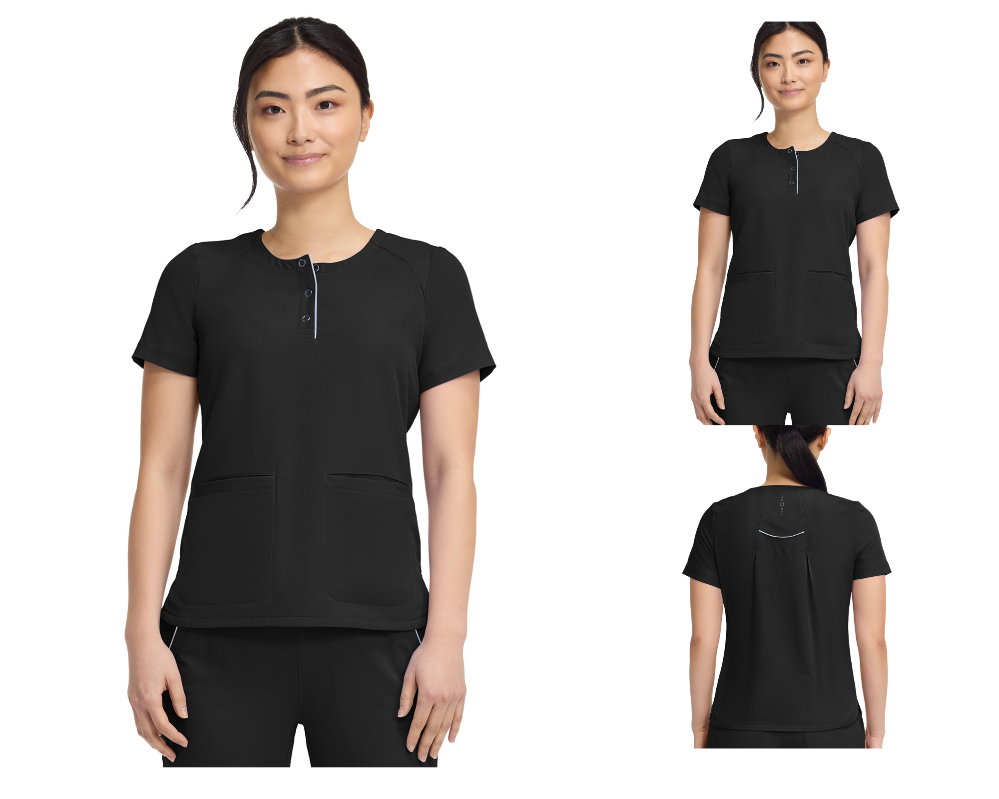 HH 360 Crew Neck Top: A low-key top with a high-quality feel. This premium scrub from our 360 line features soft-knit panels in the shoulders and back for full-body movement, and a front phone pocket for hands-free mobility. Slit sides and a snappy crew neck add a sporty touch. Fabric Content: 56% REC PLY/36% PLY 8% SP Gender: Women
Garment Type: TOP Specifications: Collection : HH 360, Fit : Modern, Number of Pockets : 3 Pockets, Types of Pockets : Welt Pocket, Cell Phone Pocket
Features : Contrast Fabric Details, Side vents, Rounded hem, Manufactured In : Imported