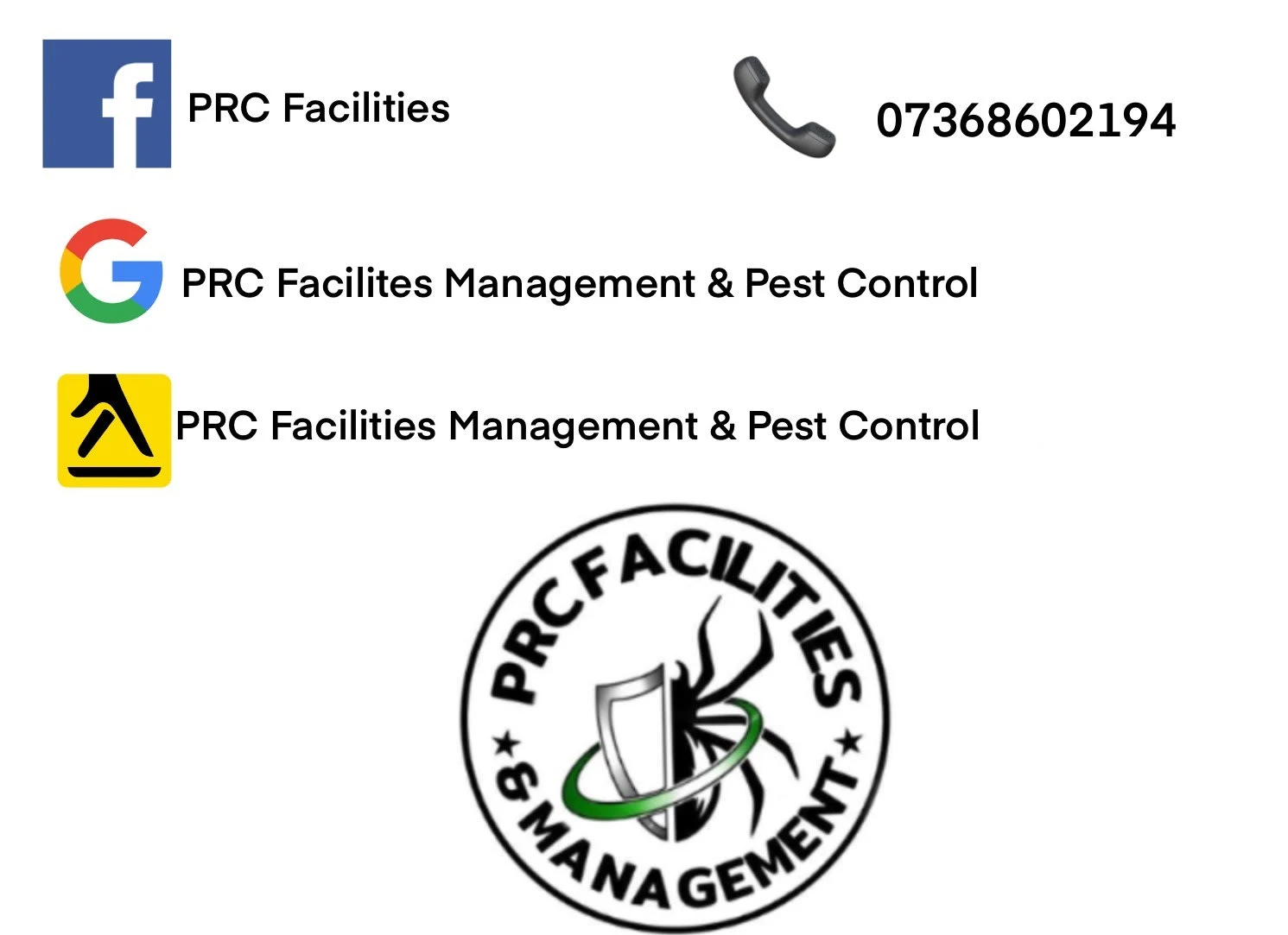 PRC Facilities & Pest Control Kidderminster 07368 602194