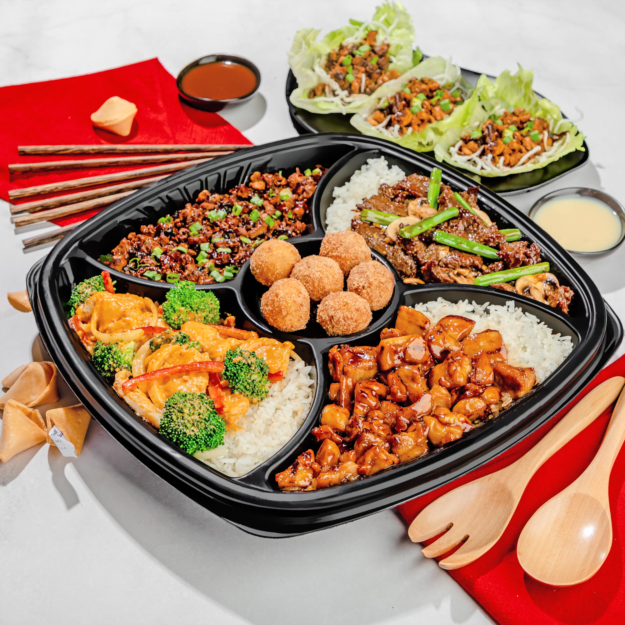 Lighter feast for 3 Pei Wei Asian Kitchen Dallas (214)965-0007