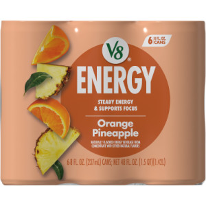 V8 +Energy® Orange Pineapple Juice Energy Drink, 8 fl oz Can (24 Pack) featured image