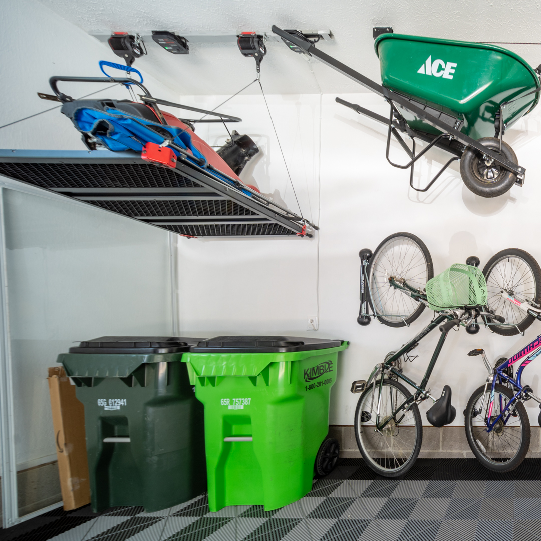 Find a spot for all your summer activities when they're not in use with PremierGarage's ceiling racks!