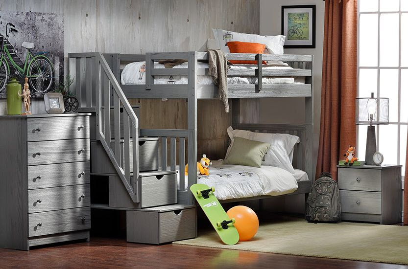 Dove Twin-Twin Bunk Bed With Ladder Furniture Row Wichita Falls (940)691-0235