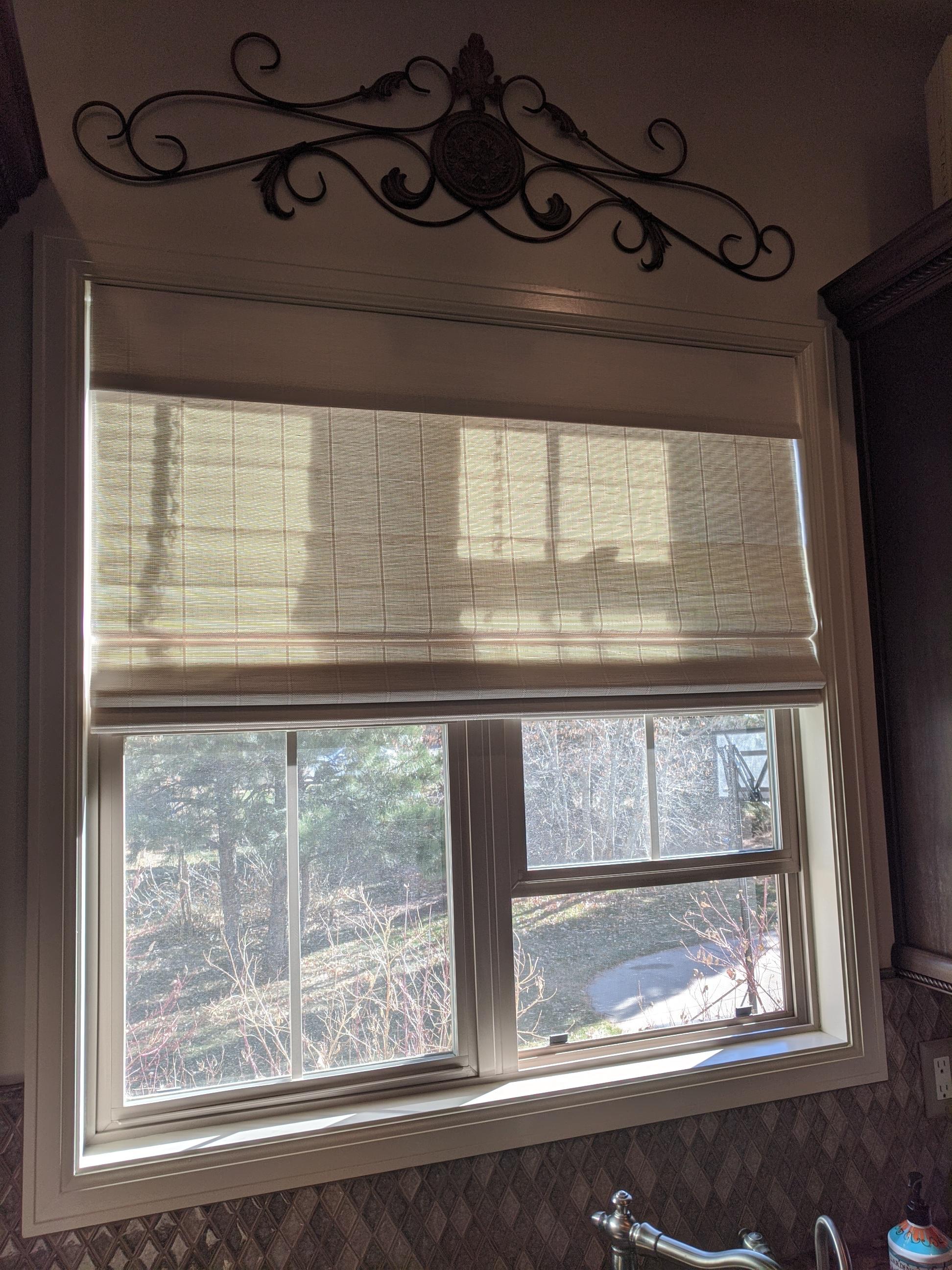 Woven Wood Roman Shade for Kitchens