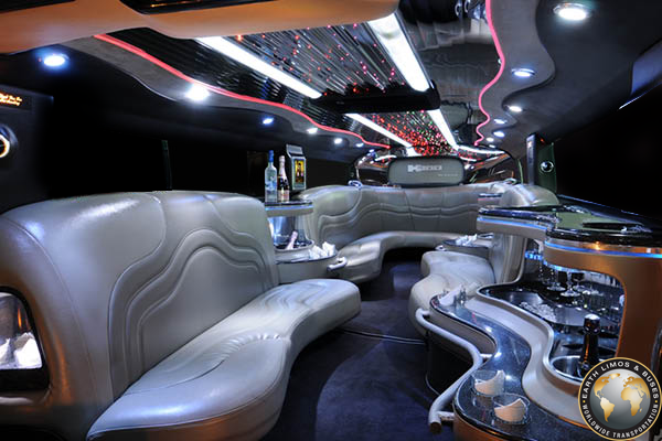 Limousine style Stretch Hummer that holds 14 passengers.