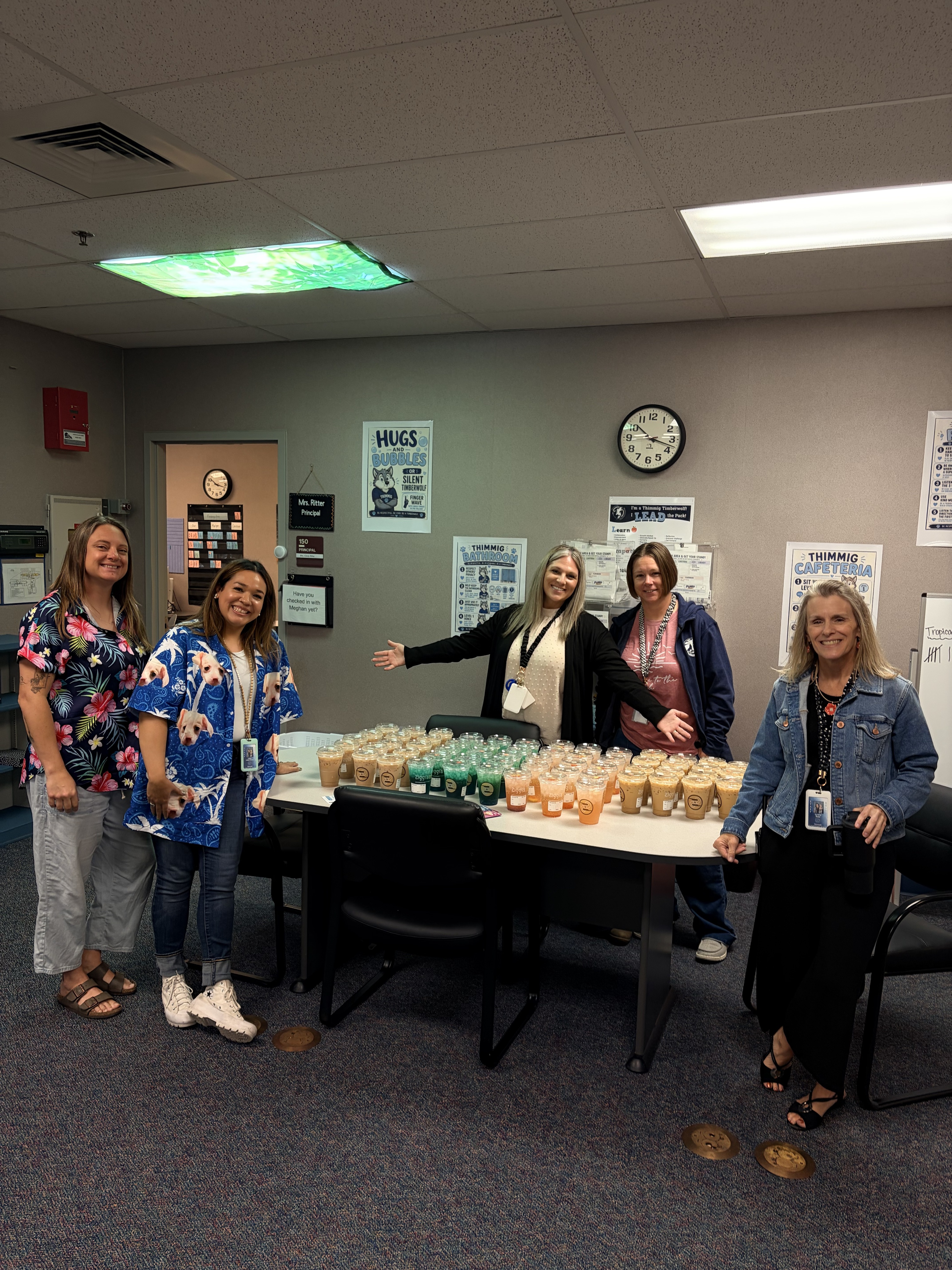 Beach Bum Energy Infusion, Sunset Blvd. Dirty Soda, Caramel Macchiato, Vanilla Bee Chai at a local school delivered by Ziggi's to celebrate their customer appreciation day.