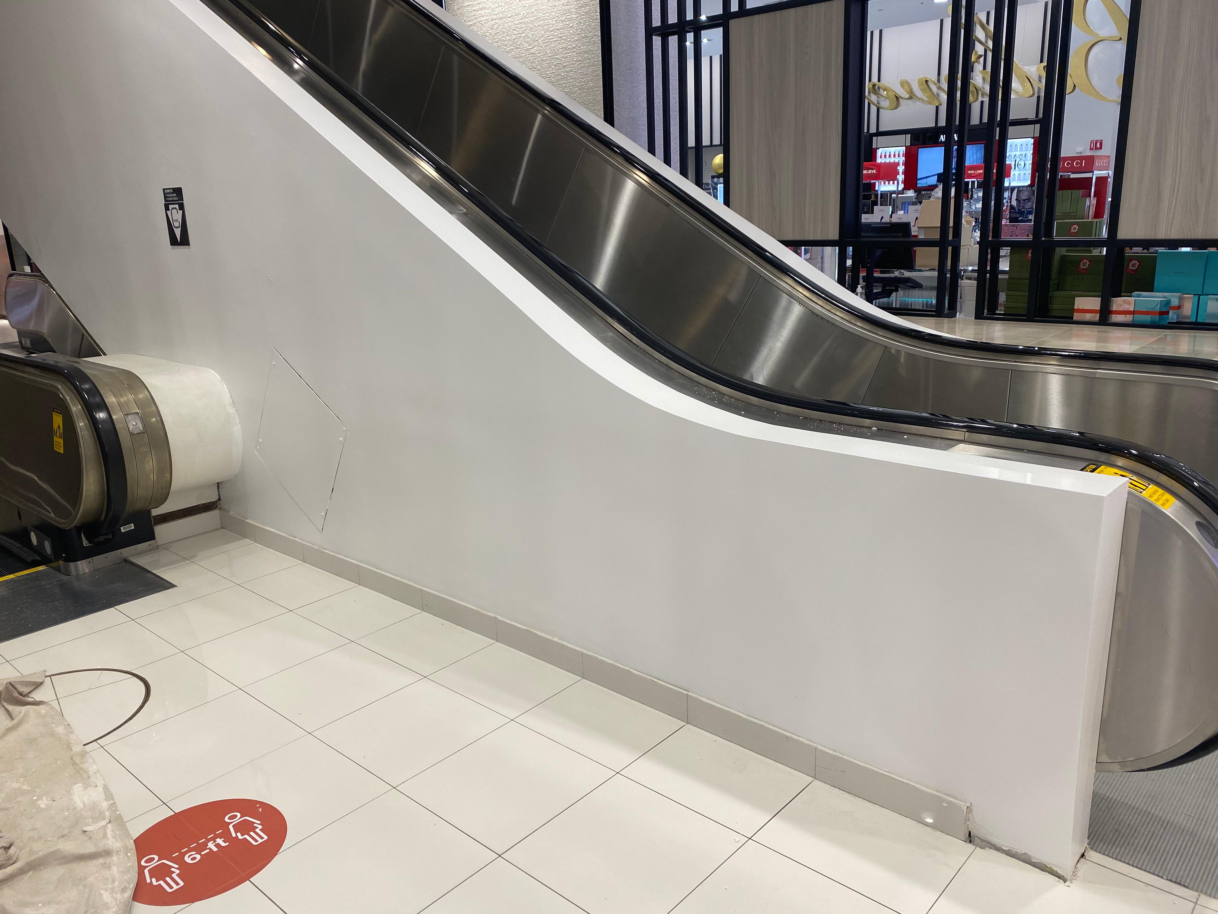 Macys San Francisco Painting walls for new escalator installation