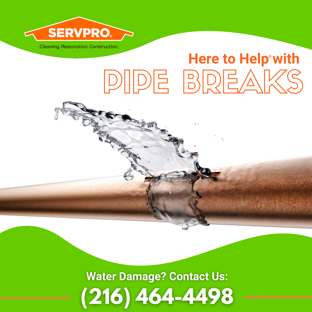 SERVPRO of Beachwood and Cleveland Norheast restores water damage from pipe breaks