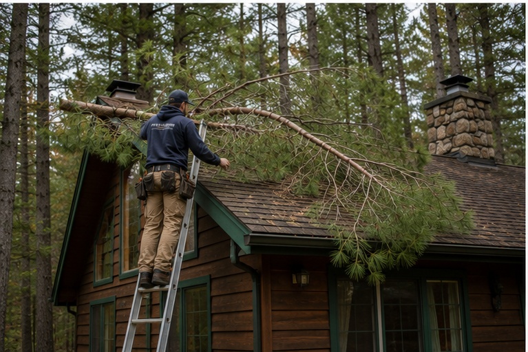 Living in a wooded area has its advantages, but it can also be tough on your roof. Overhanging branches can scrape shingles, clog gutters, and become a serious hazard during high winds or heavy snow.