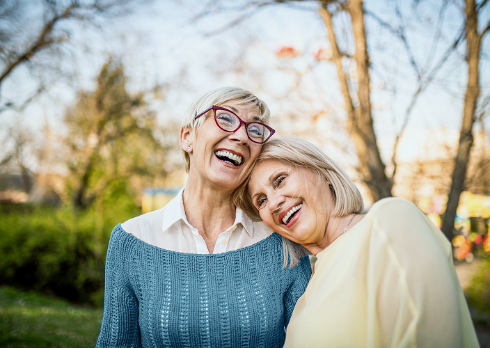 Clients laughing together.