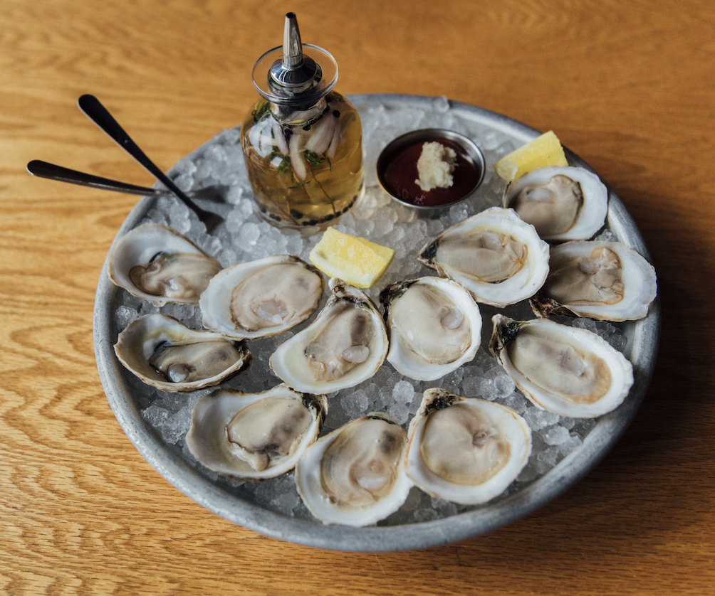 Platter of fresh oysters