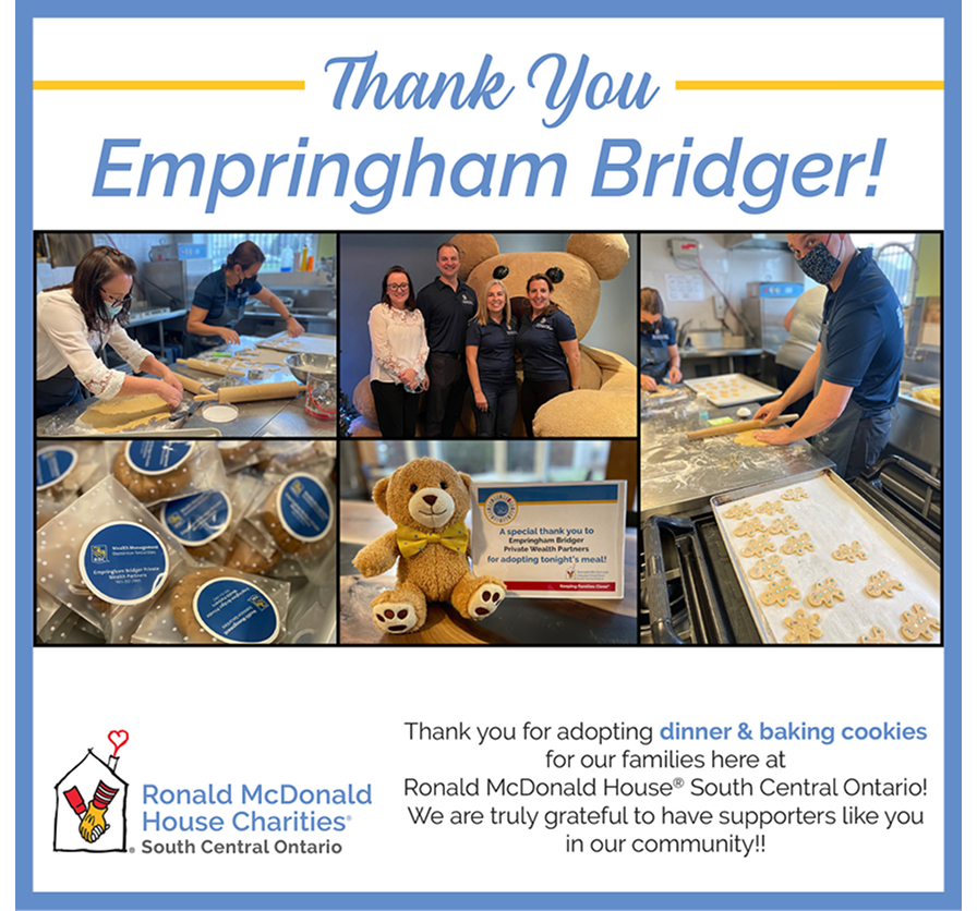 Collage of the Empringham Bridger team supporting the Ronald McDonald House.