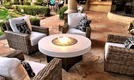 The Glacier Stone Oriflamme Fire Table is a wonderful addition to an already impressive line of fire tables. Finished within a bright white color, this smooth surface with a pitted design will be the focus of your patio. Made from a fiberglass reinforced quartz concrete mixture, this round gas fire pit table top is durable and beautiful. The unique burner design is proprietary to Designing Fire and allows for the full flame from edge to edge. With the burner pan being perforated from edge to edge, you will definitely feel the heat on those cool evenings. This gas table fire pit is easy to assemble, fun to use, and will guarantee to keep you warm on chilly evenings.