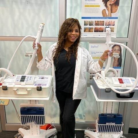 med spa owner with medical aesthetic devices
