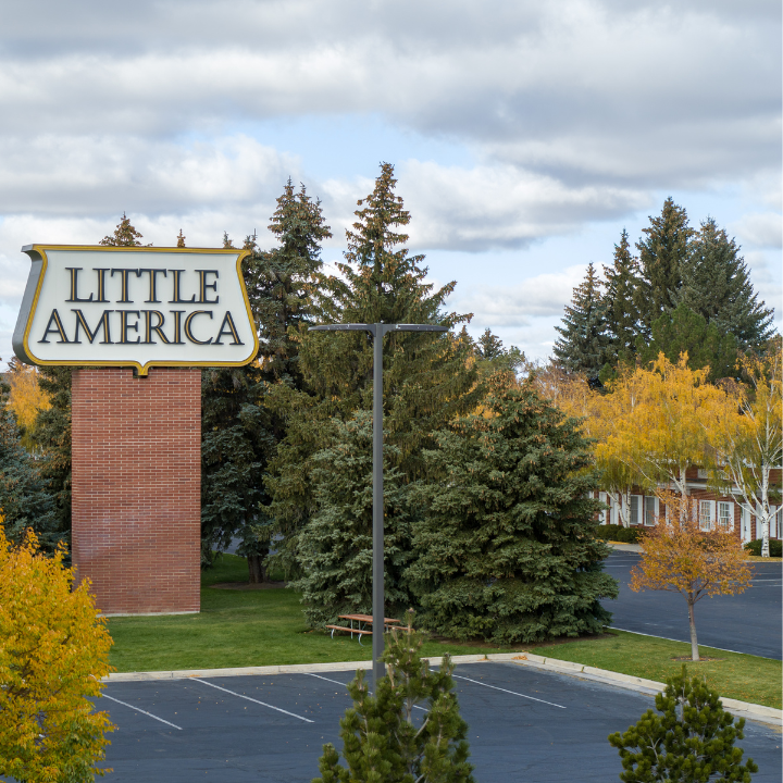 Little America Wyoming hotel sign.