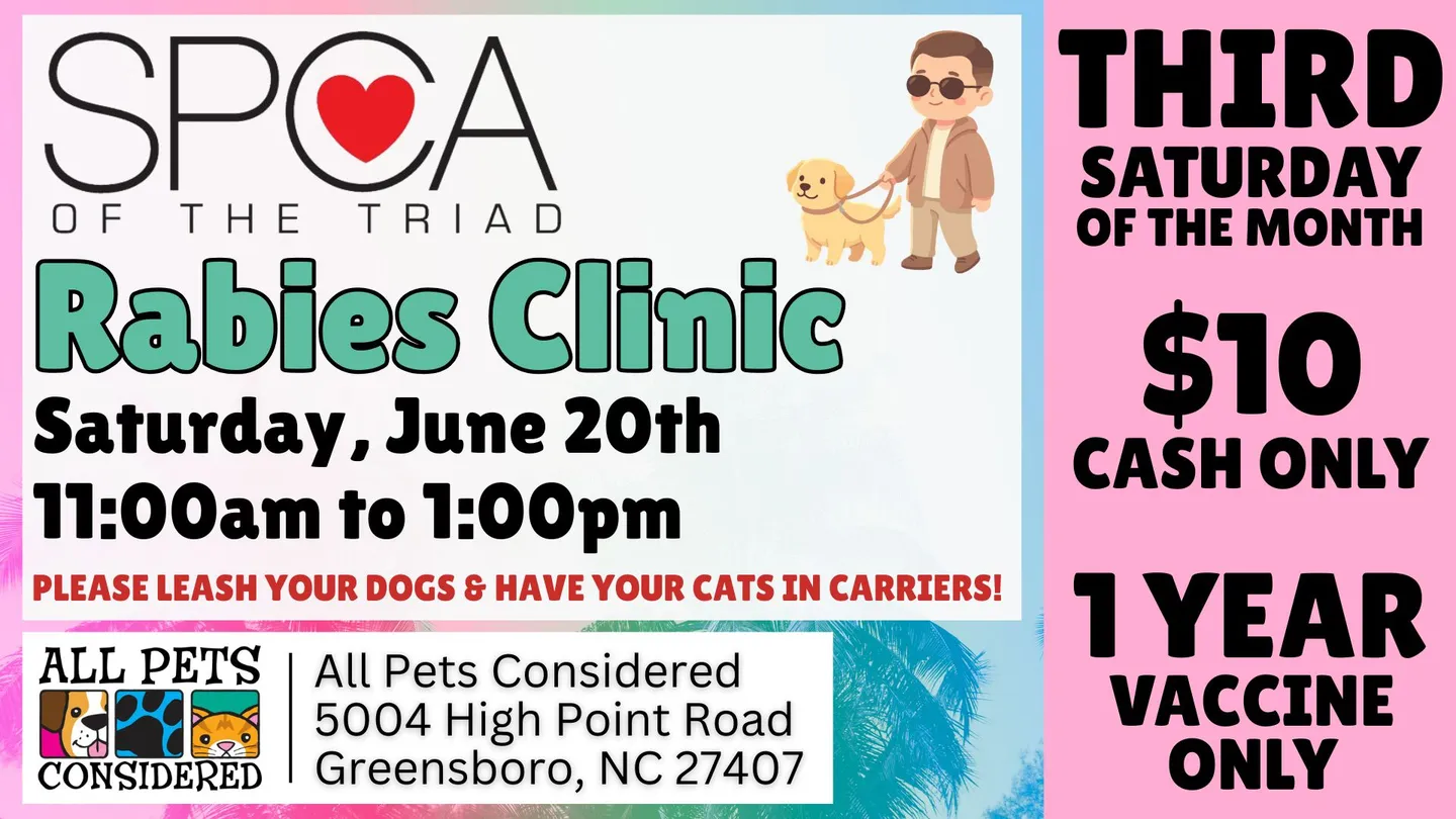 Image of Local Pet Event June SPCA Rabies Clinic at APC (High Point Road) Nearby
