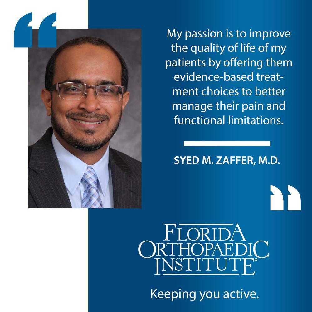 Dr. Zaffer physiatrist at Florida Orthopaedic Institute
