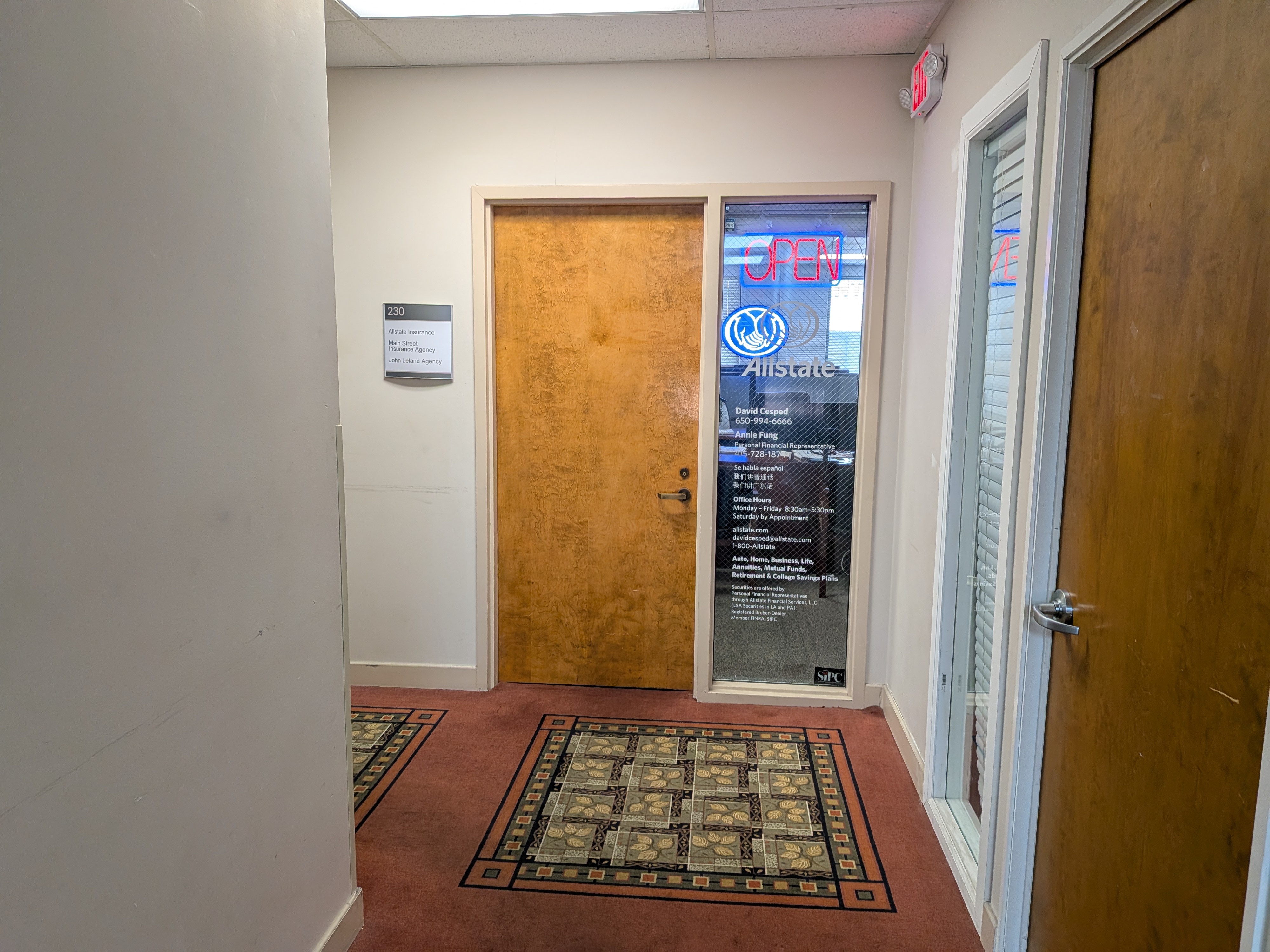 At top of stairs turn left and proceed down hall