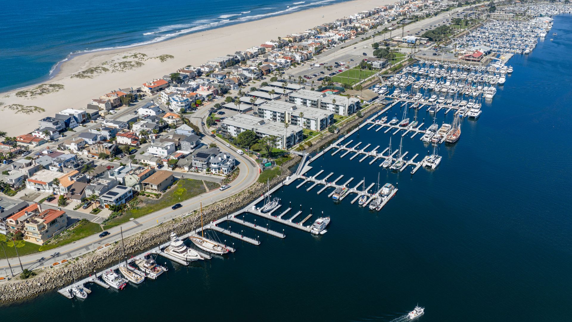 Bahia Marina, Channel Islands Harbor, CA. Drone photos of the new marina rebuild.