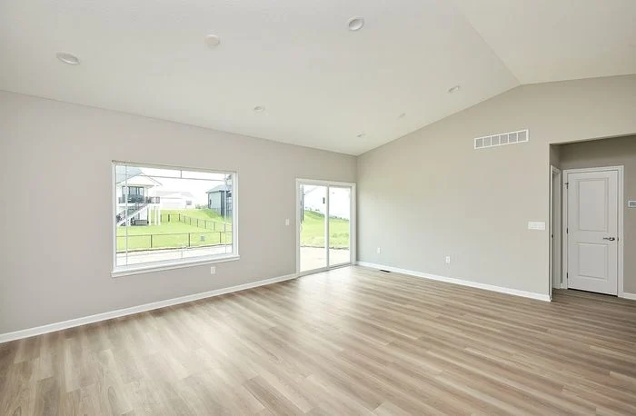 Spacious room with large windows