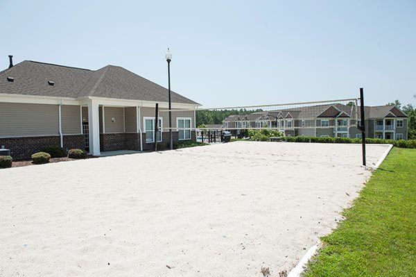 White sand volleyball courts