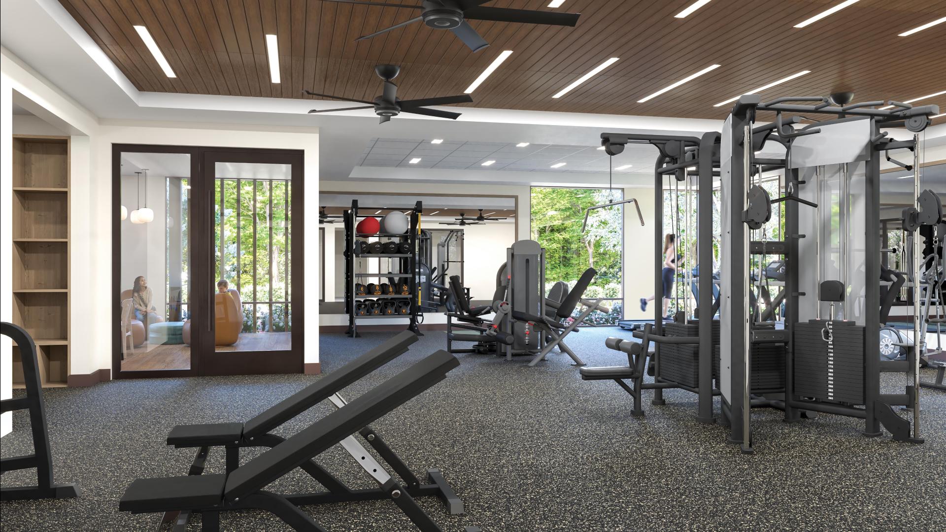 Fitness center in the future clubhouse