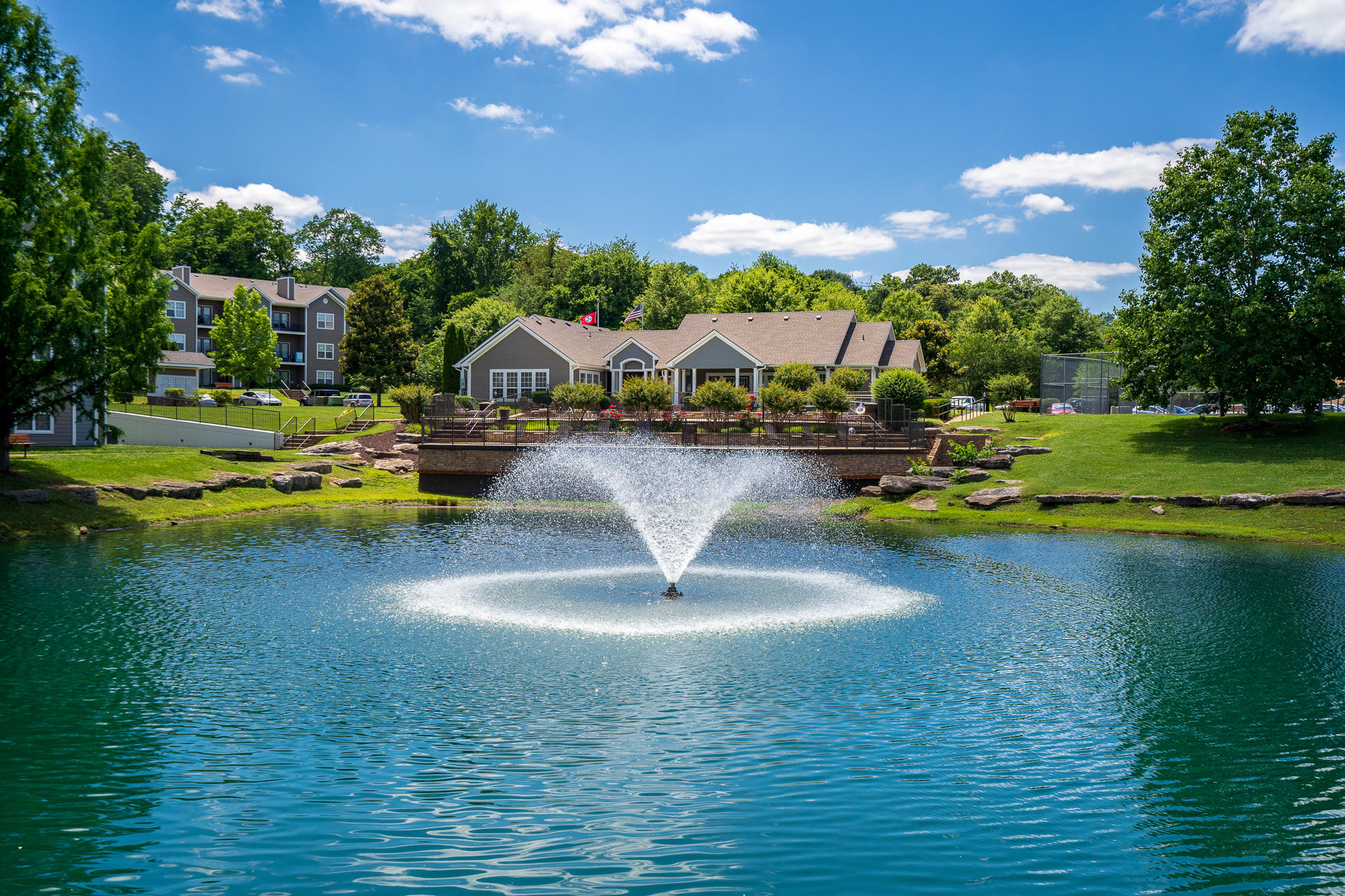 Large Pond With Fountain