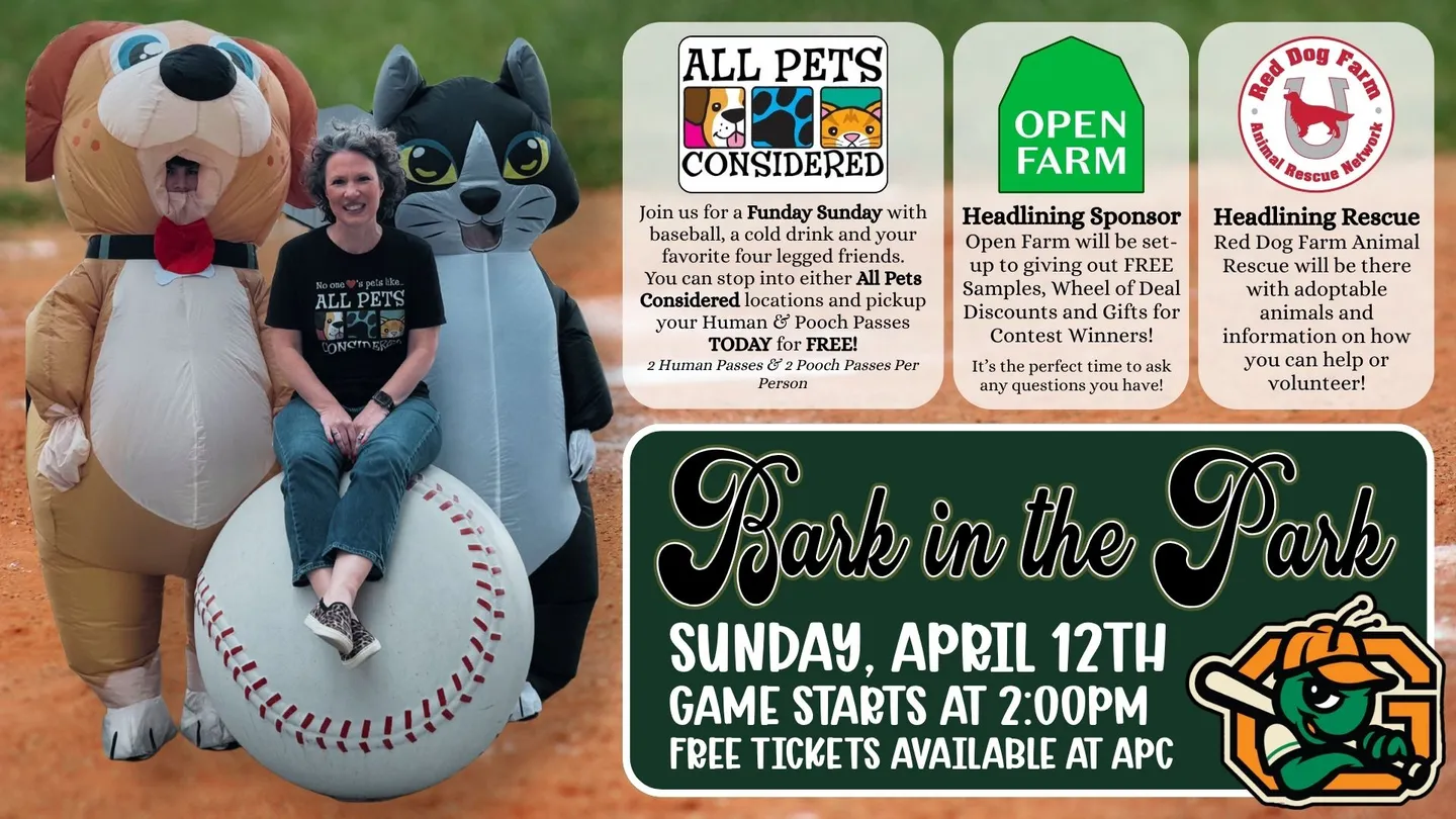 Image of Local Pet Event Greensboro Grasshoppers Bark in the Park with APC Nearby
