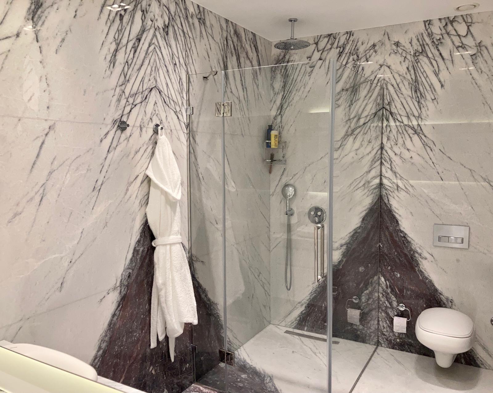 Check out our recently completed project of this gorgeous custom bathroom with Lilac Marble from floor to ceiling. Contact us today about our Lilac Marble inventory!