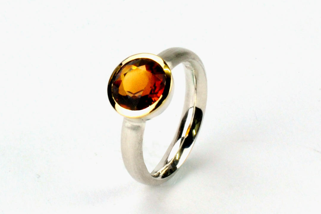 Ring 925/- Silber/ 750/- Gelbgold Madieira Citrin