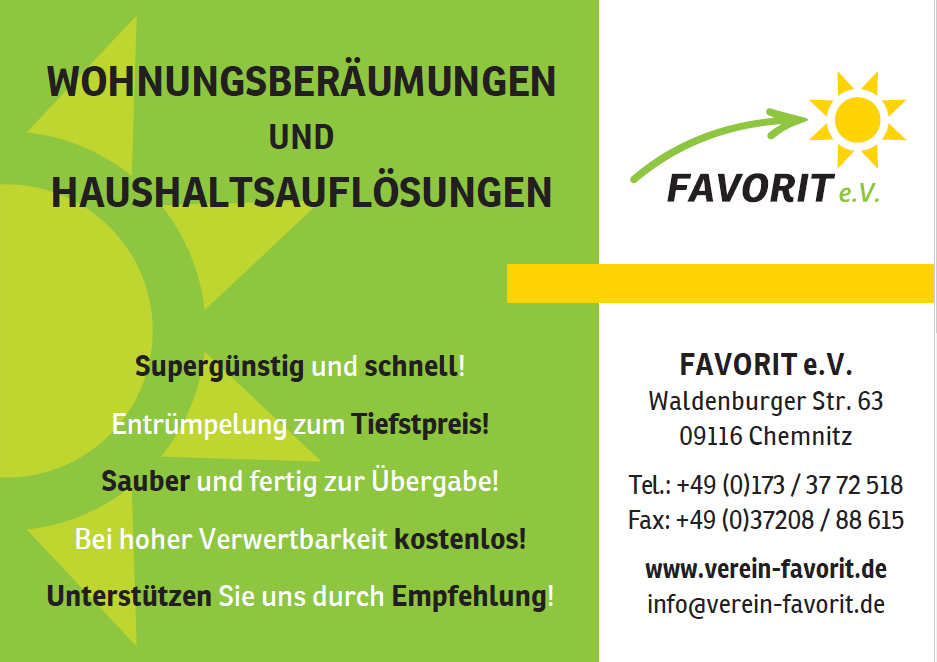 FAVORIT e.V. Haushaltsauflösungen, Entrümpelungen und Wohnungsberäumungen, Waldenburger Straße 63 in Chemnitz