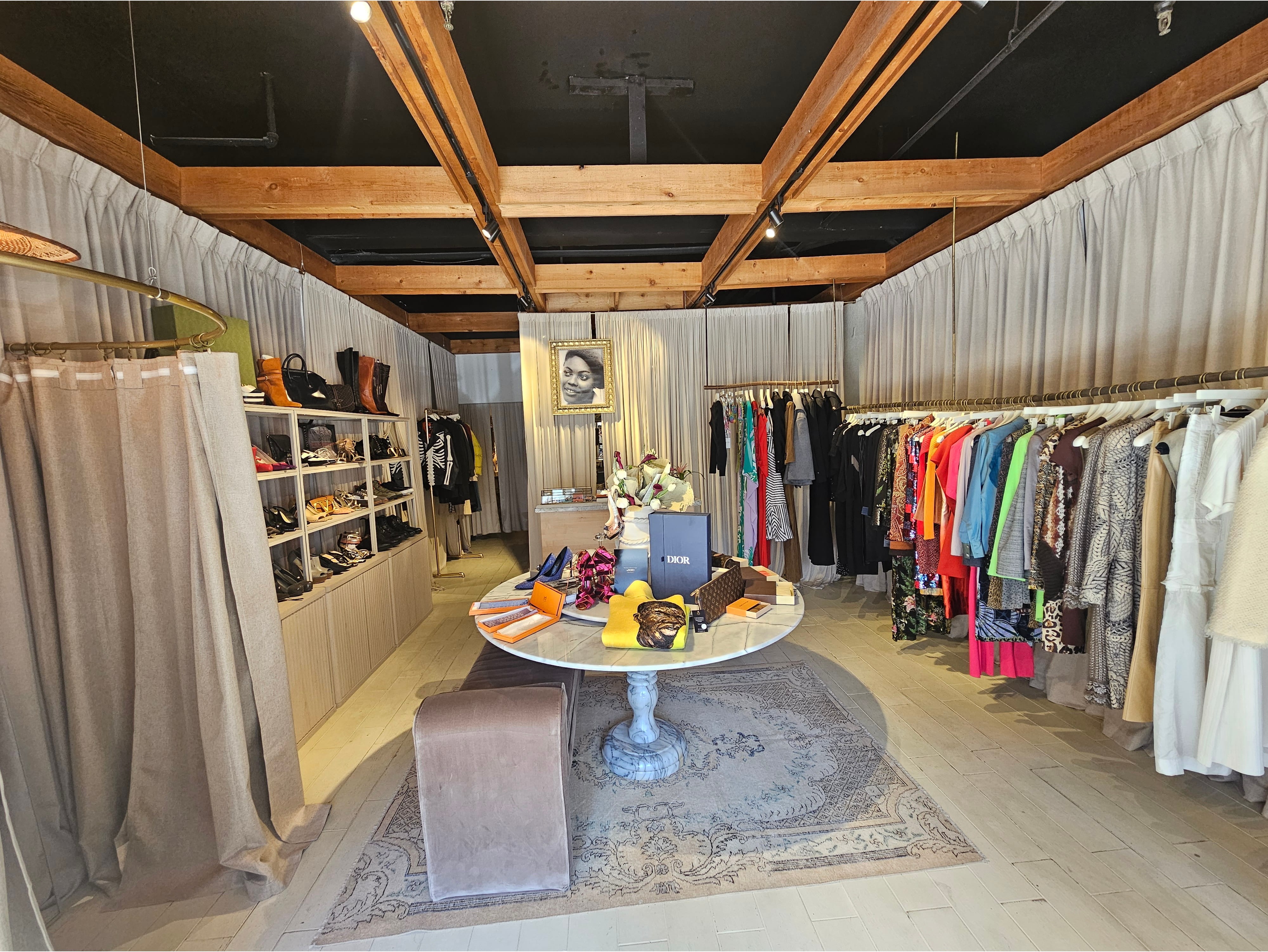 Curated designer consignment store interior at TheNOBO, San Francisco luxury resale shop