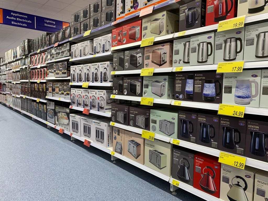 B&M's brand new store in Bangor, County Down stocks a great range of electrical items for the home, including TVs, Bluetooth speakers, toasters, irons and much more.